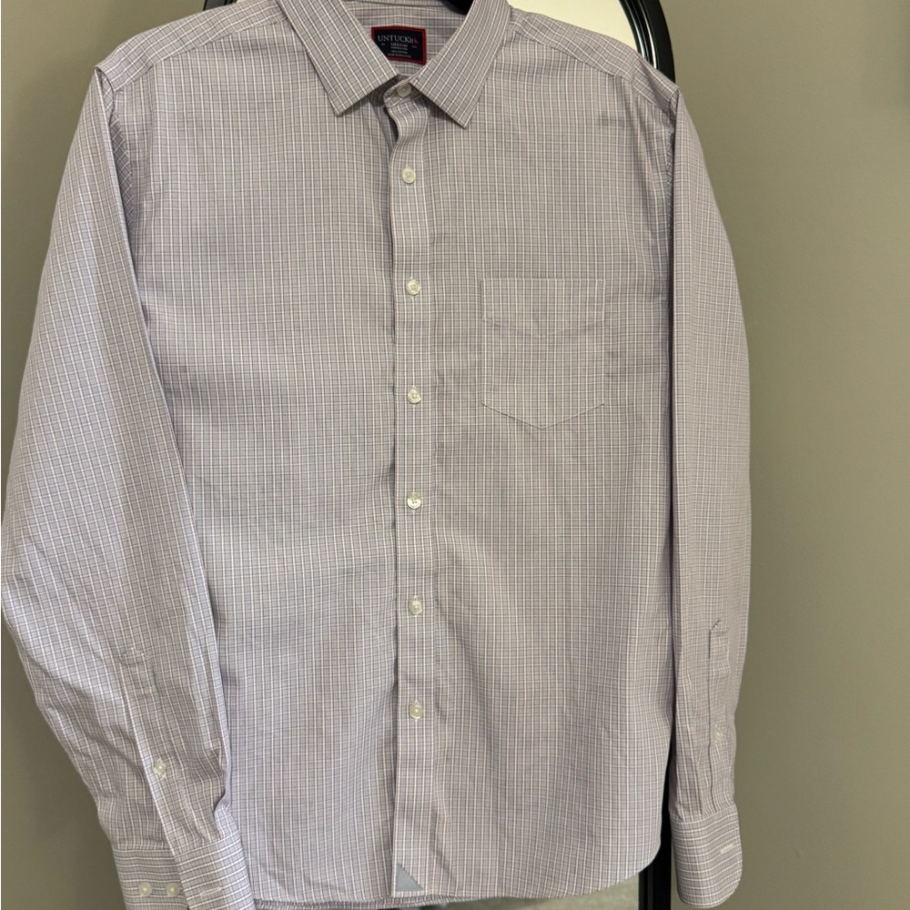 UNTUCKit Light Gray Checkered Dress Shirt